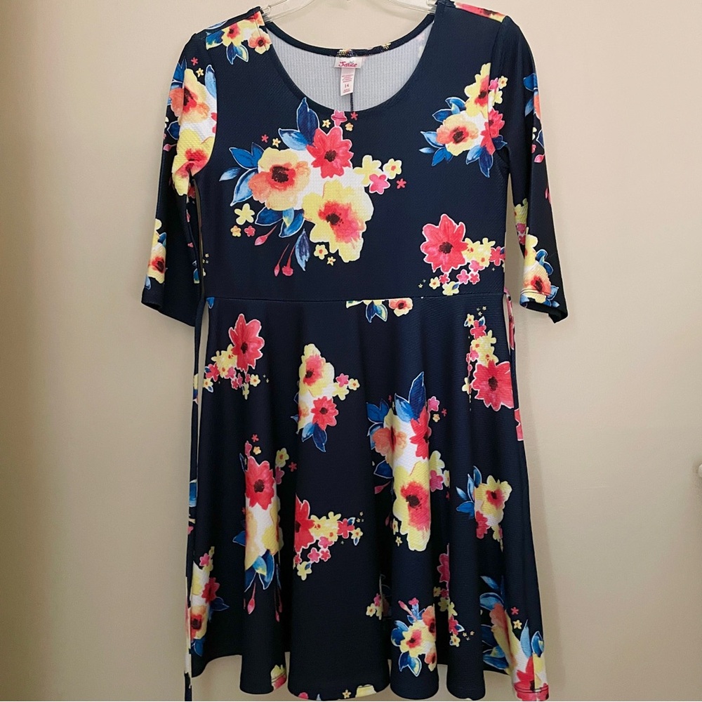 Justice Navy and Multicolor Floral Dress